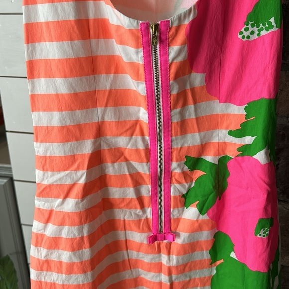 Lilly‎ Pulitzer Delia Striped & Floral Lined Shift dress in Sunrise Orange,  0 - Picture 6 of 7